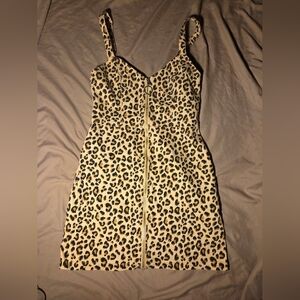 Leopard Print Zip Up Dress